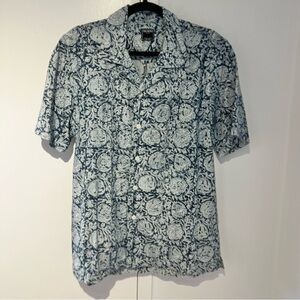 Todd Snyder Navy and White Batik Print Shirt